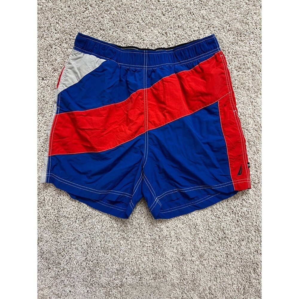 Nautica Quick Dry Red,White Blue Brief Lined Swim Trunks Boardshorts Men's sizeM